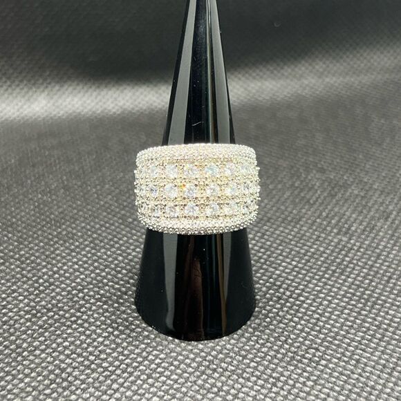 Sterling Silver 925 Pave Zirconium Statement Ring - Picture 14 of 14